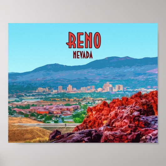 Reno Nevada Downtown Vintage Poster (Voorkant)