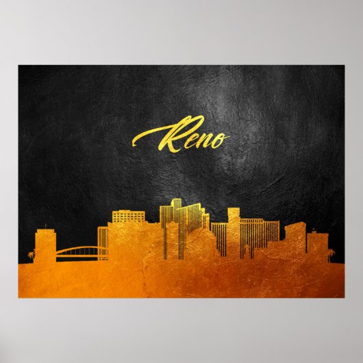 Reno Nevada Gold Skyline Poster (Voorkant)