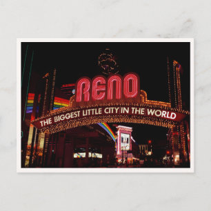 Reno Nevada Neon Bord Grootste Kleine Stad Downtow Briefkaart
