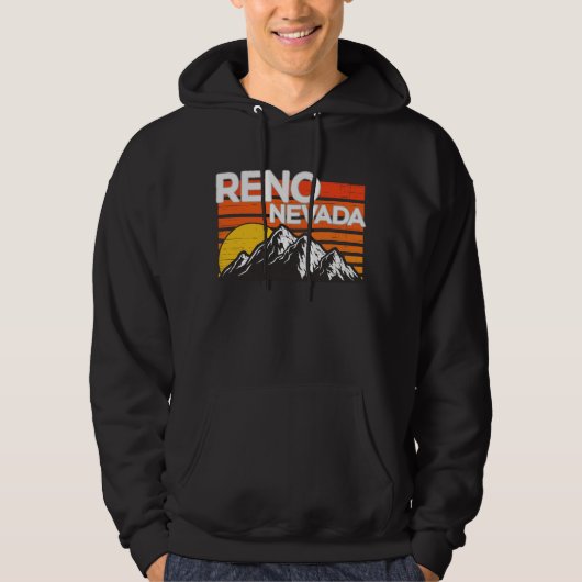 Reno Nevada Retro  Mountain Sunset Design Hoodie (Voorkant)