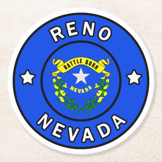 Reno Nevada Ronde Kartonnen Onderzetter (Voorkant)