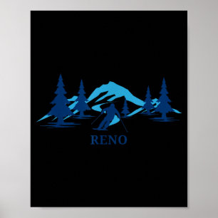 Reno nevada skigebied skiën skiër poster