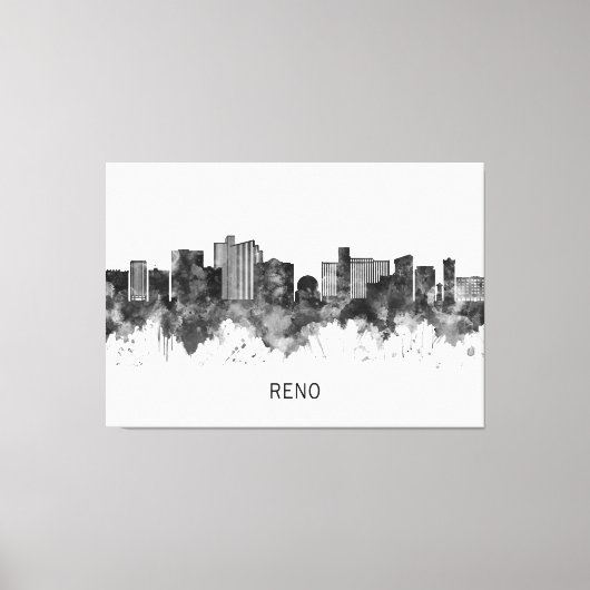 Reno Nevada Skyline BW Canvas Afdruk (Voorkant)