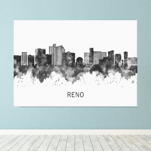 Reno Nevada Skyline BW Canvas Afdruk (Insitu (Houten vloer))