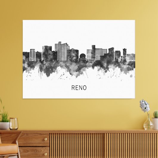 Reno Nevada Skyline BW Canvas Afdruk (Insitu (Woonkamer))