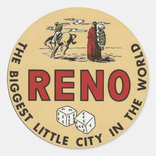 Reno Nevada vintage reizen Ronde Sticker (Voorkant)