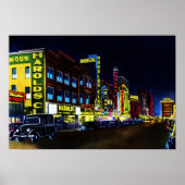 Reno Nevada Virginia Street in Night Poster (Voorkant)