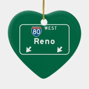 Reno, NV Road Sign Keramisch Ornament