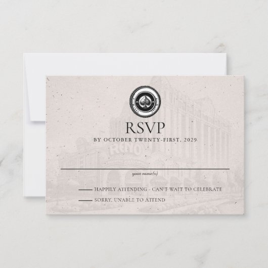 Reno Passport Wedding RSVP Kaartje (Voorkant)