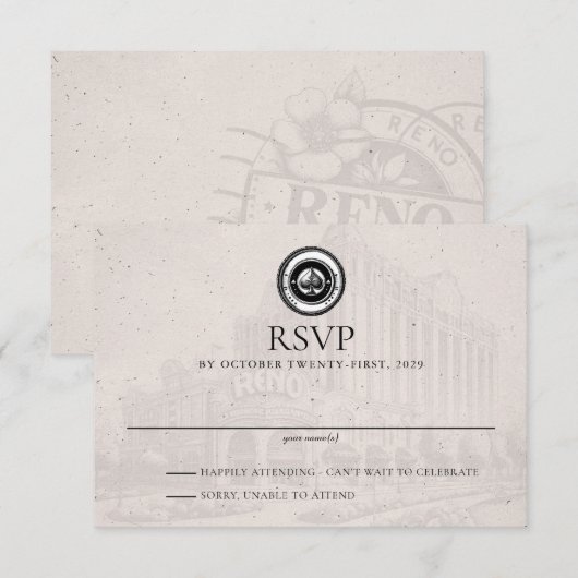 Reno Passport Wedding RSVP Kaartje (Voorkant / Achterkant)
