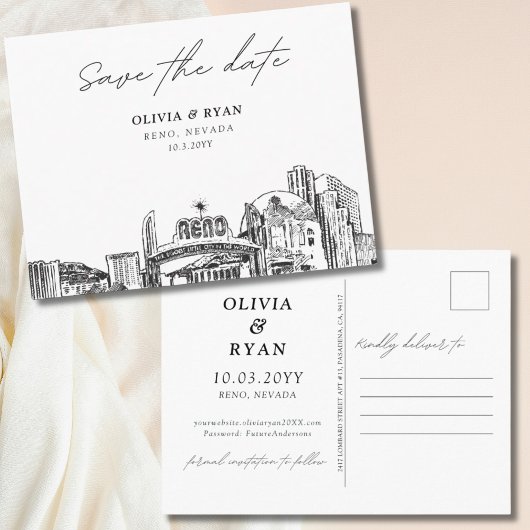 Reno Save the Date Briefkaart Elegante bruiloft