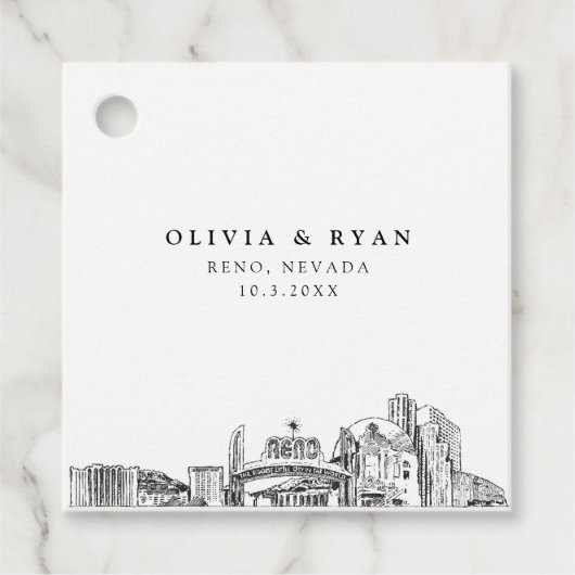 Reno Skyline bruiloft Bedankjes Labels (Voorkant)