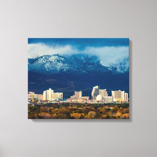 Reno Skyline Herfst en Sneeuwpano op Canvas Afdruk (Voorkant)