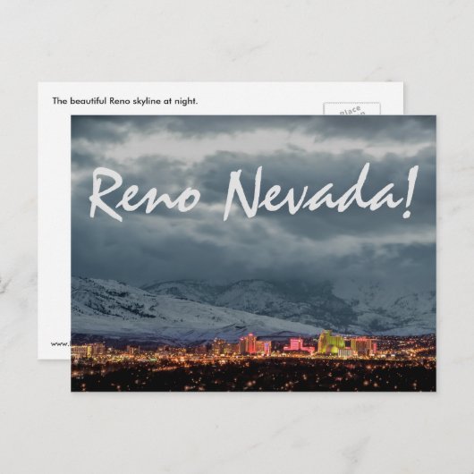 Reno Skyline op het Briefkaart Night (Voorkant / Achterkant)
