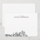 Reno skyline schets gepersonaliseerde moderne noti notitiekaartje (Voorkant / Achterkant)