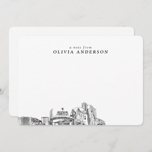 Reno skyline schets gepersonaliseerde moderne noti notitiekaartje (Voorkant / Achterkant)