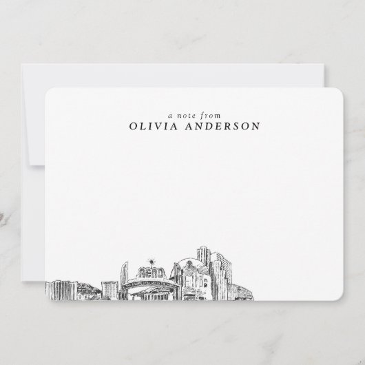 Reno skyline schets gepersonaliseerde moderne noti notitiekaartje (Voorkant)