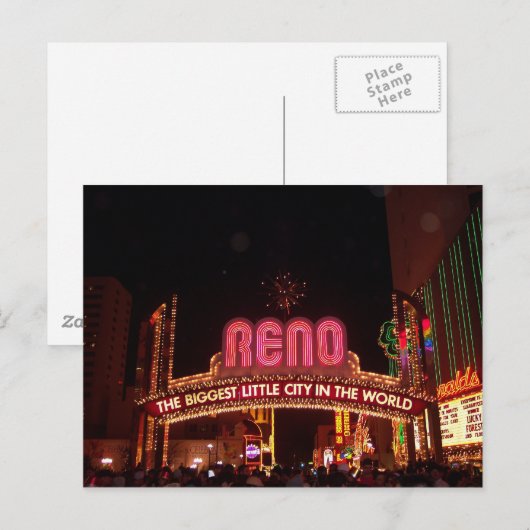 Reno The Bigmost Little City in World Sign Briefkaart (Voorkant / Achterkant)