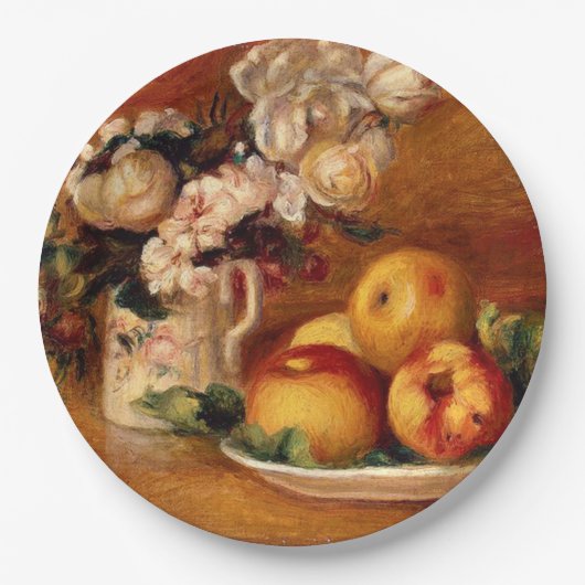 Renoir - appels en bloemen papieren bordje (Voorkant)
