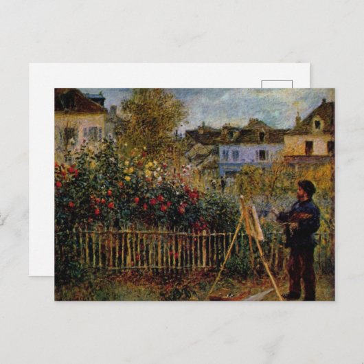 Renoir Claude Monet Painting in Zijn tuin in Arge Briefkaart (Voorkant / Achterkant)