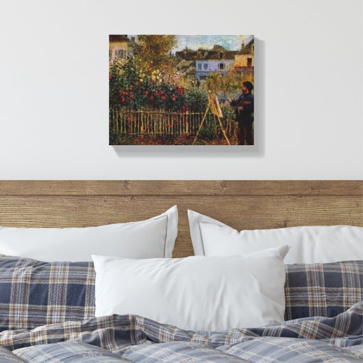 Renoir Claude Monet Painting in Zijn tuin in Arge Canvas Afdruk (Insitu (Slaapkamer))