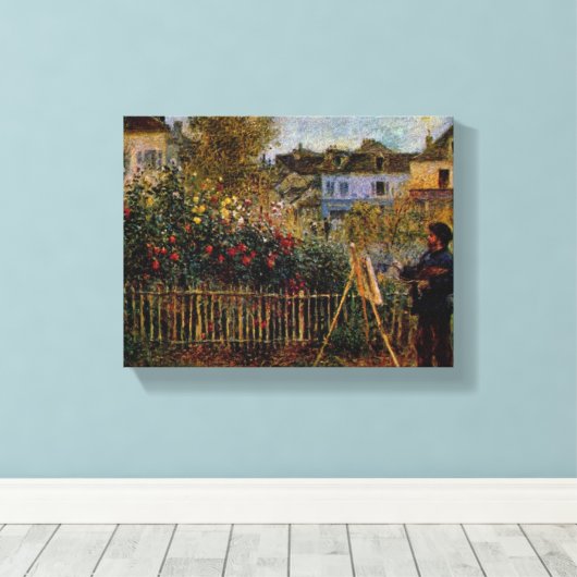 Renoir Claude Monet Painting in Zijn tuin in Arge Canvas Afdruk (Insitu (Houten vloer))