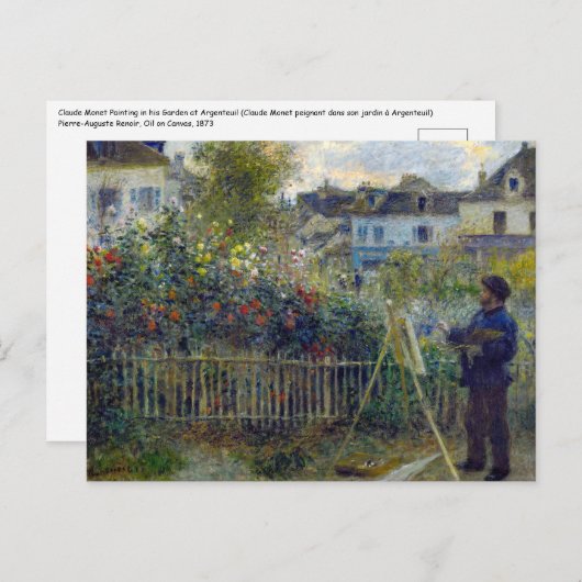 Renoir - Claude Monet Schilderen in zijn Tuin Briefkaart (Voorkant / Achterkant)