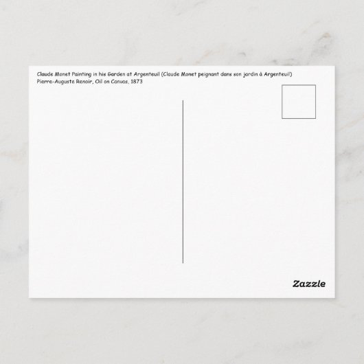 Renoir - Claude Monet Schilderen in zijn Tuin Briefkaart (Achterkant)