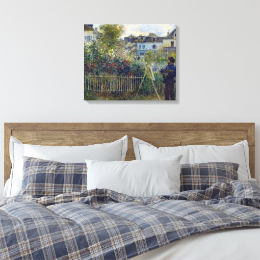 Renoir - Claude Monet Schilderen in zijn Tuin Canvas Afdruk (Insitu (Slaapkamer))