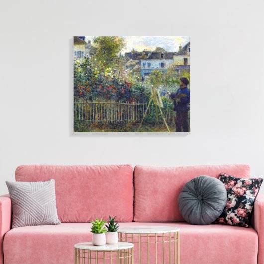 Renoir - Claude Monet Schilderen in zijn Tuin Canvas Afdruk (Insitu (Woonkamer))