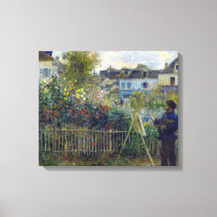 Renoir - Claude Monet Schilderen in zijn Tuin Canvas Afdruk