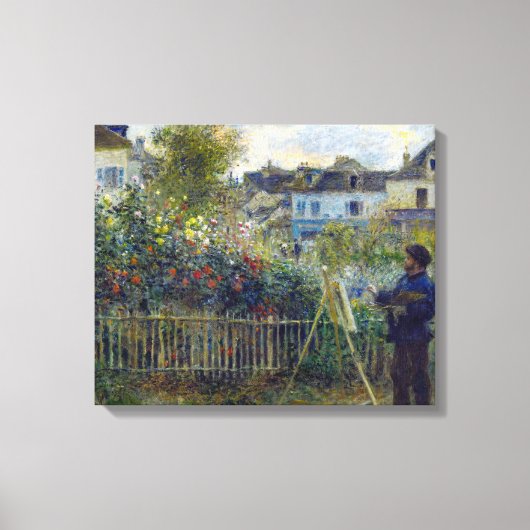 Renoir - Claude Monet Schilderen in zijn Tuin Canvas Afdruk (Voorkant)