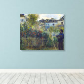 Renoir - Claude Monet Schilderen in zijn Tuin Canvas Afdruk (Insitu (Houten vloer))
