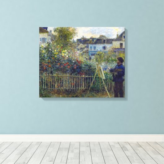 Renoir - Claude Monet Schilderen in zijn Tuin Canvas Afdruk (Insitu (Houten vloer))