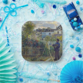 Renoir - Claude Monet Schilderen in zijn Tuin Papieren Bordje (Feest)