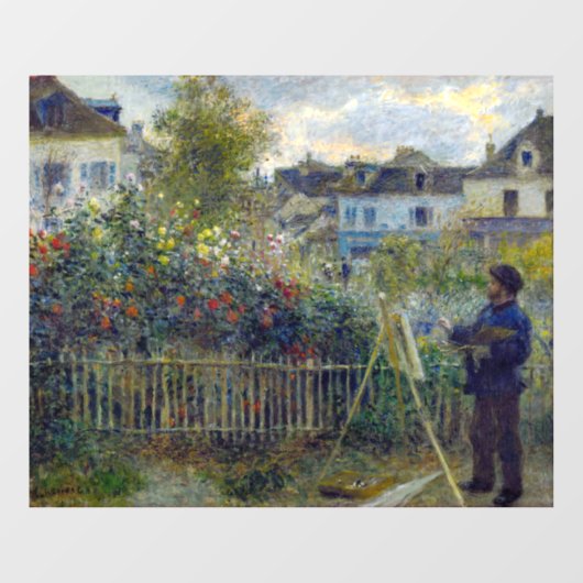 Renoir - Claude Monet Schilderen in zijn Tuin Raamsticker (Vel)