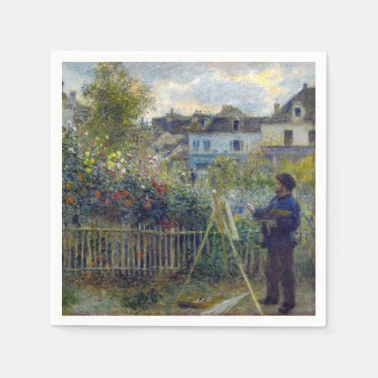 Renoir - Claude Monet Schilderen in zijn Tuin Servet (Voorkant)