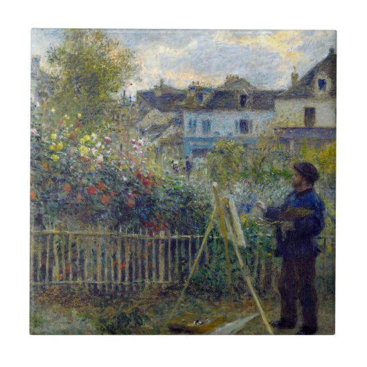 Renoir - Claude Monet Schilderen in zijn Tuin Tegeltje (Voorkant)