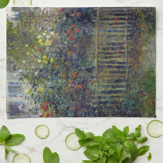 Renoir - Claude Monet Schilderen in zijn Tuin Theedoek (Gevouwen)