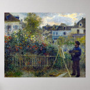 Renoir - Claude Monet schilderend in zijn tuin Poster