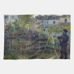 Renoir - Claude Monet schilderend in zijn tuin Theedoek