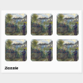 Renoir - Claude Monet Schilderend in zijn Tuin Vierkante Sticker (Vel)
