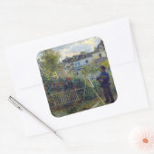 Renoir - Claude Monet Schilderend in zijn Tuin Vierkante Sticker (Envelop)