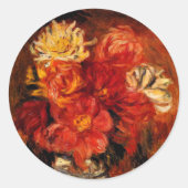 Renoir - Dahlias, kunstschilderij, Ronde Sticker (Voorkant)