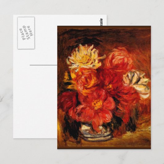 Renoir - Dahlias, kunstschilderkunst Briefkaart (Voorkant / Achterkant)