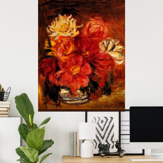 Renoir - Dahlias, schilderij Poster (Thuiskantoor)