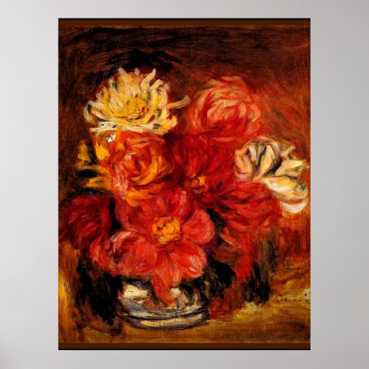 Renoir - Dahlias, schilderij Poster (Voorkant)