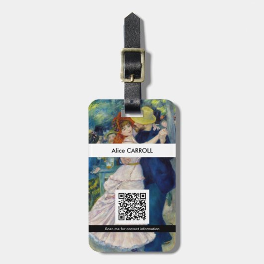 Renoir - Dance at Bougival - QR-code Bagagelabel (Voorkant verticaal)