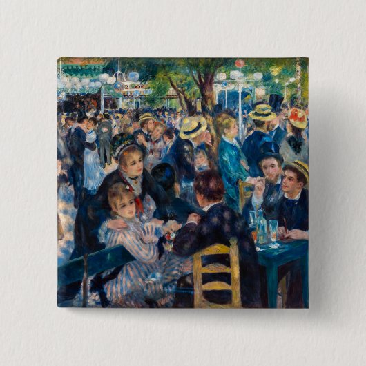 Renoir - Dance at Le Moulin de la Galette Vierkante Button 5,1 Cm (Voorkant)