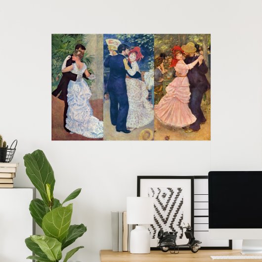 Renoir - Dance in de stad, het Land, en Bougival Poster (Thuiskantoor)